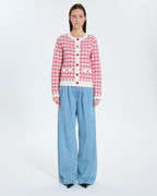 Two-tone ecru red tweed-style vest_4