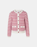 Gilet façon tweed bicolore rouge écru_5
