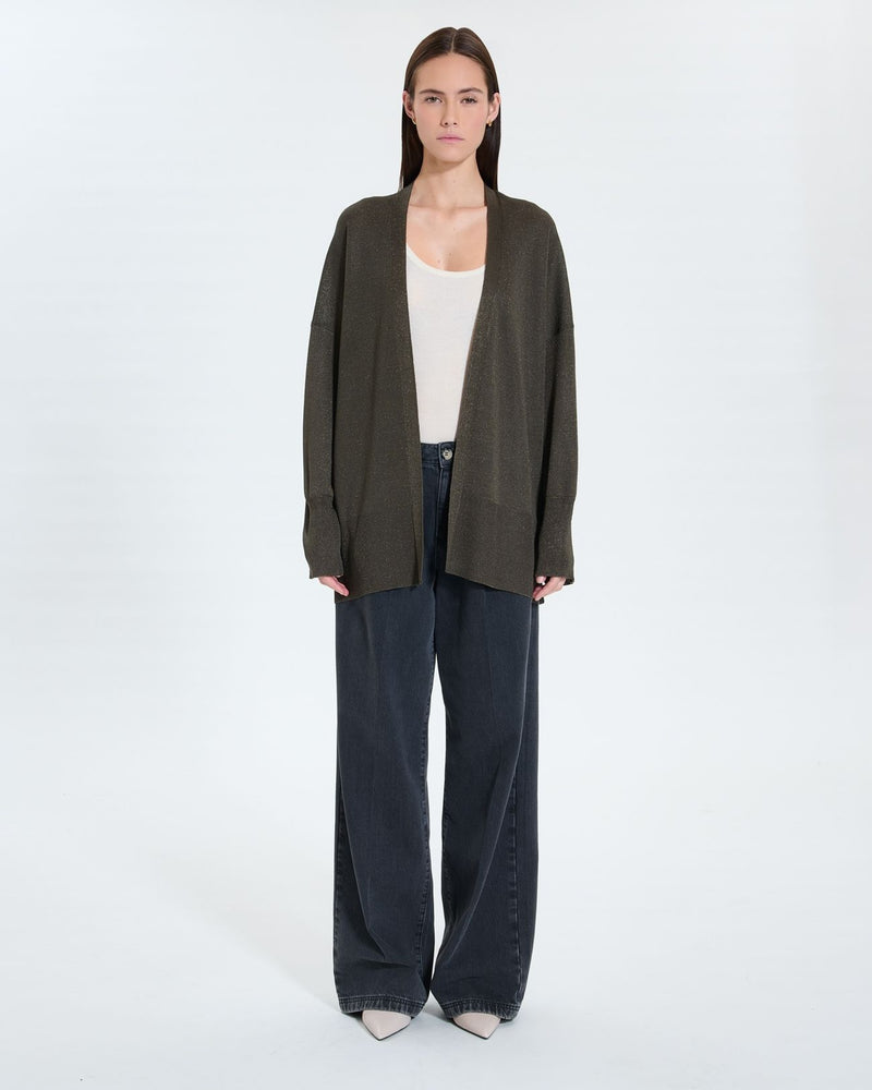 Gilet long kaki pailleté_4
