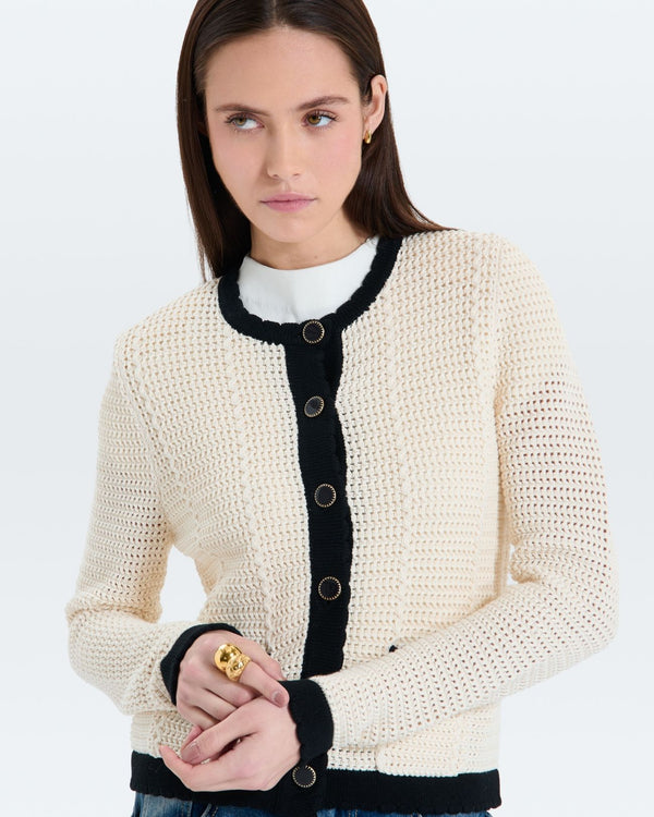 Gilet en maille écru et noir_1