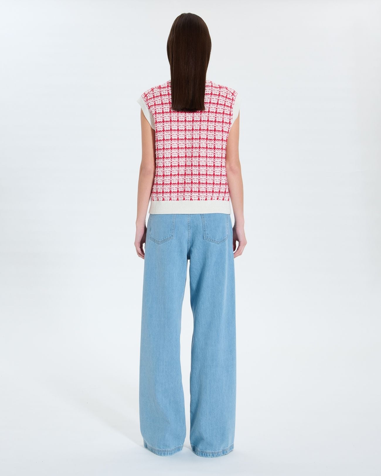 Two-tone tweed-style sleeveless vest_4