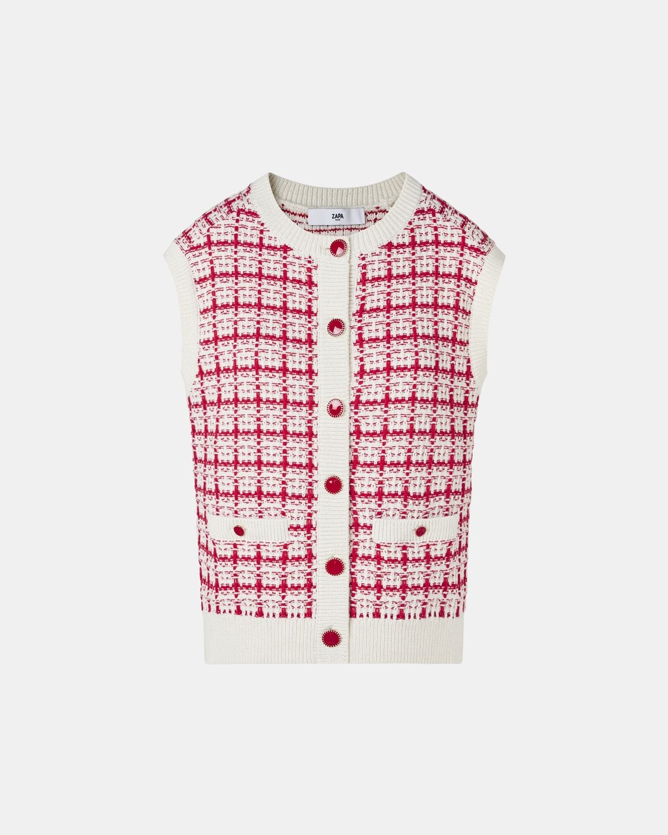 Two-tone tweed-style sleeveless vest_6