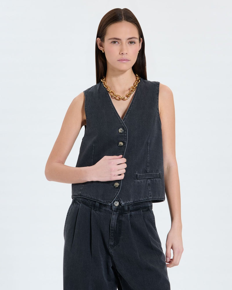 Gilet sans manches en jean noir_1