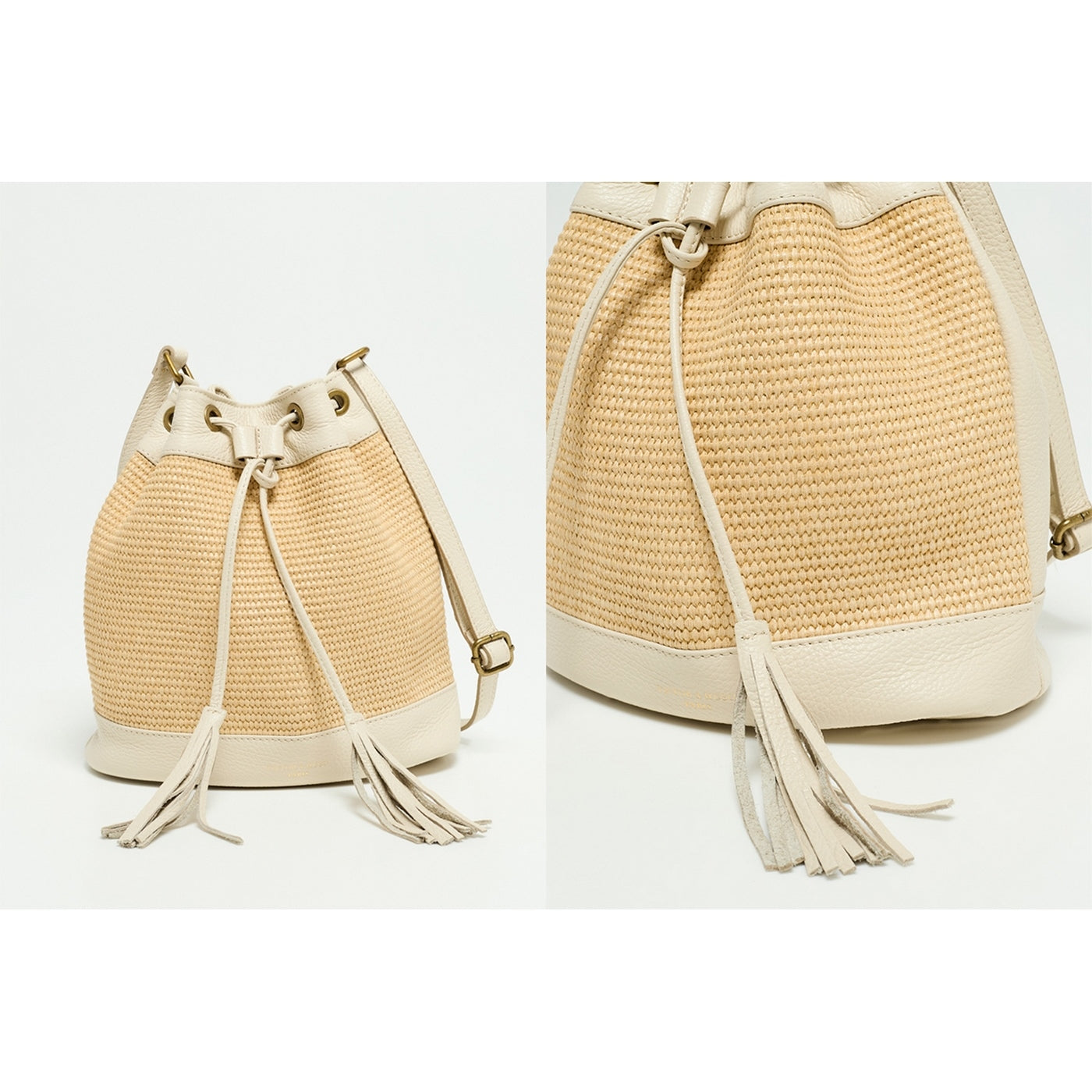 Bolso De Hombro Cerise Rafia - Blanco Roto