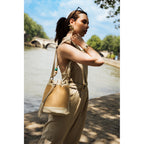 Bolso De Hombro Cerise Rafia - Blanco Roto