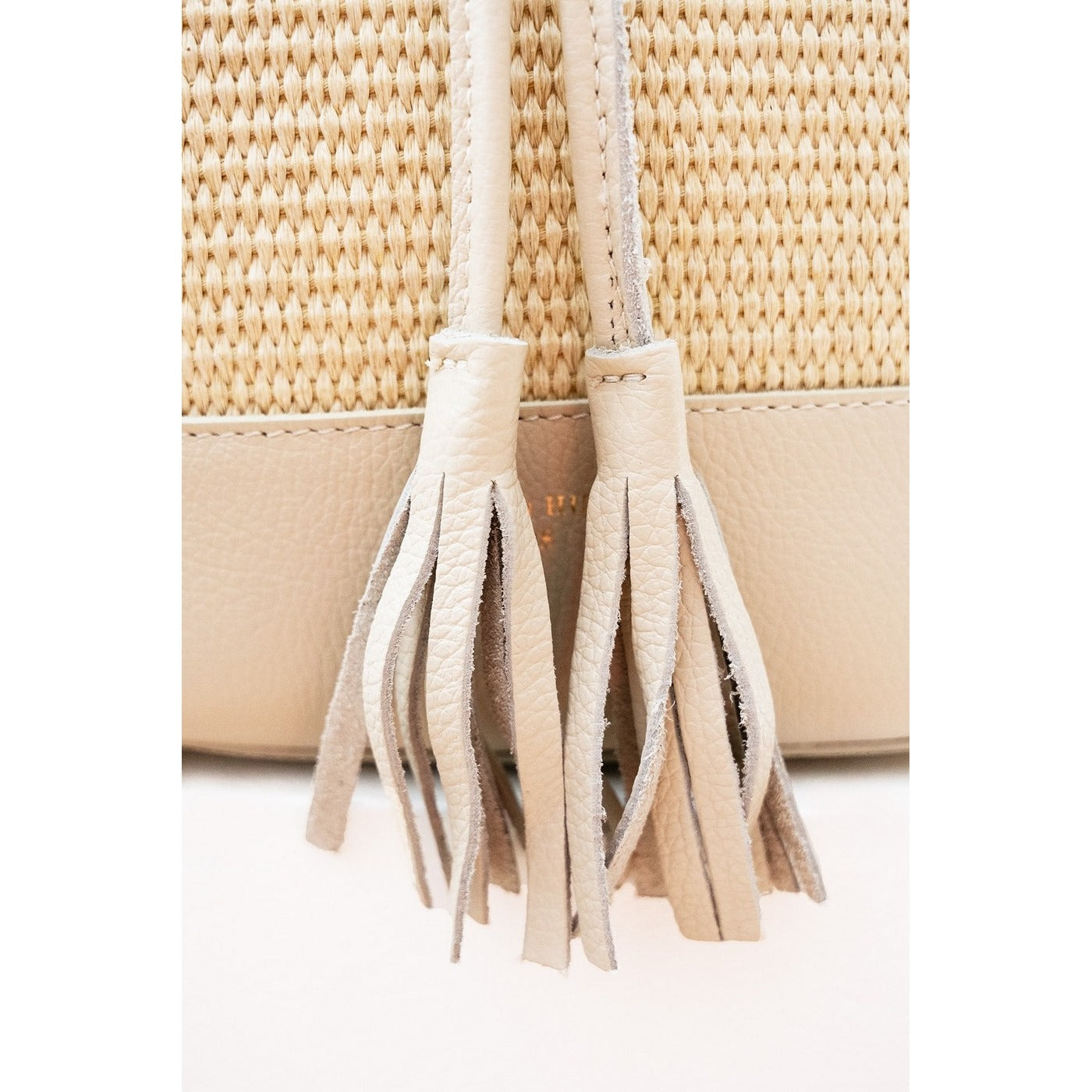 Bolso De Hombro Cerise Rafia - Blanco Roto