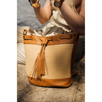 Sac A Bandouliere Cerise Rafia - Camel