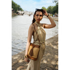 Sac A Bandouliere Cerise Rafia - Camel