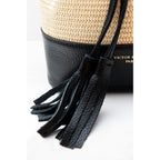 Bolso De Hombro Cerise De Rafia - Negro