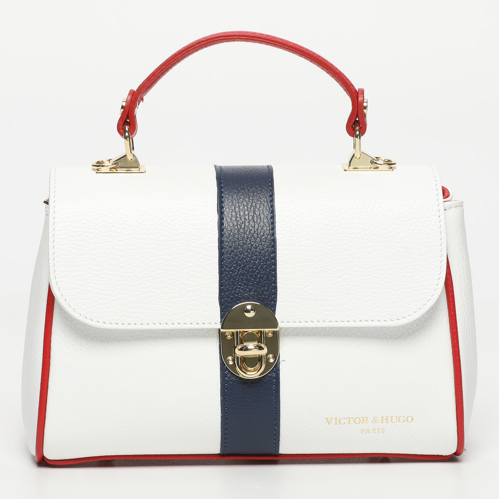 Bolso de hombro Giverny - Azul marino + Blanco roto + Rosa empolvado