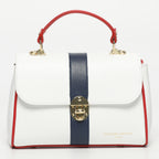Bolso de hombro Giverny - Azul marino + Blanco roto + Rosa empolvado