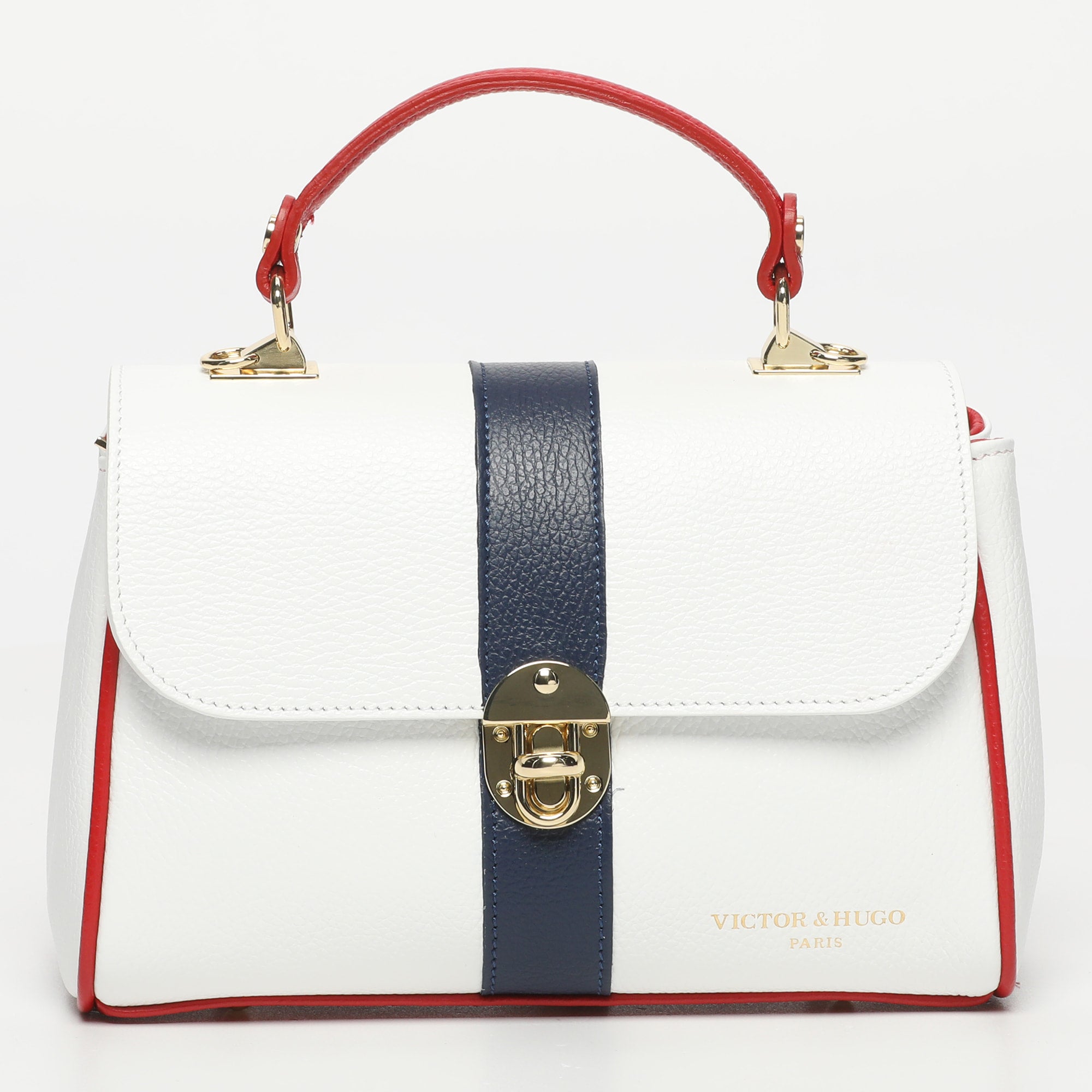 Bolso de hombro Giverny - Azul marino + Blanco roto + Rosa empolvado