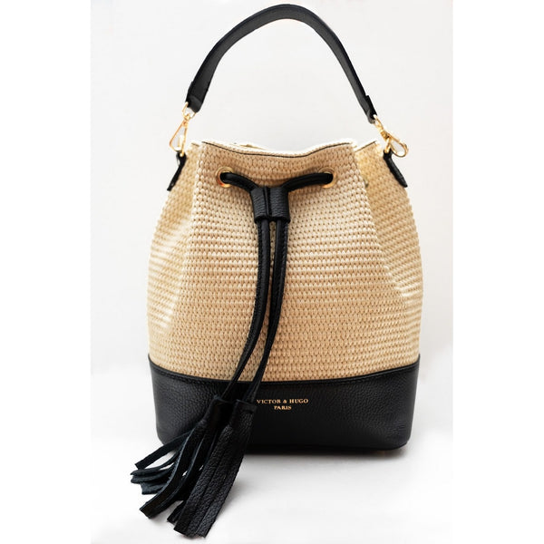Bolso de hombro Livy Rafia - Negro