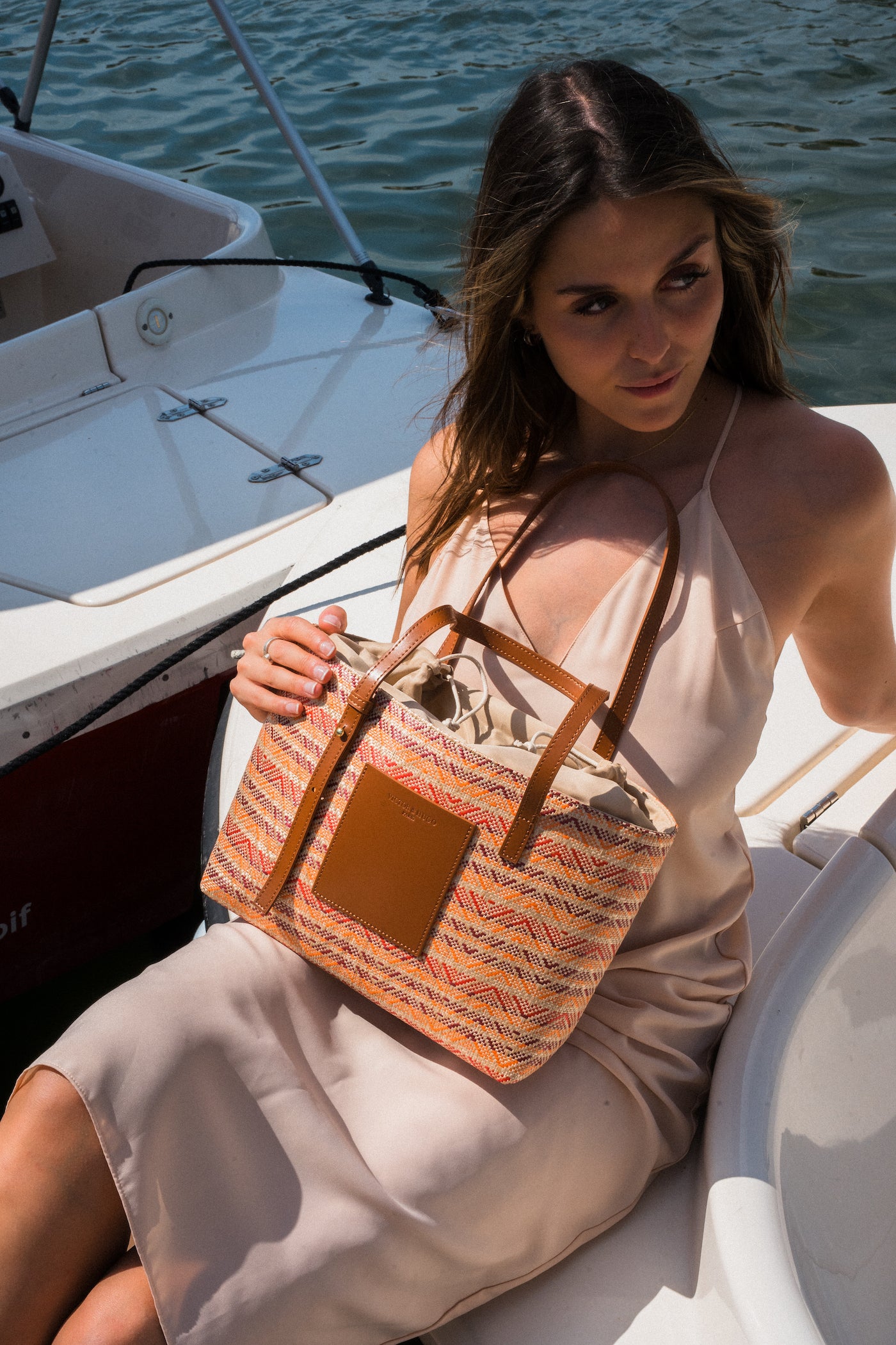 Bolso de hombro Azura - Coñac / Multi Burdeos