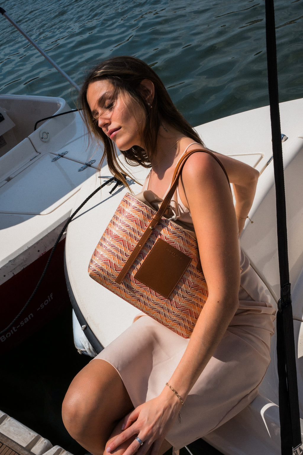 Bolso de hombro Azura - Coñac / Multi Burdeos
