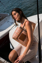 Bolso de hombro Azura - Coñac / Multi Burdeos