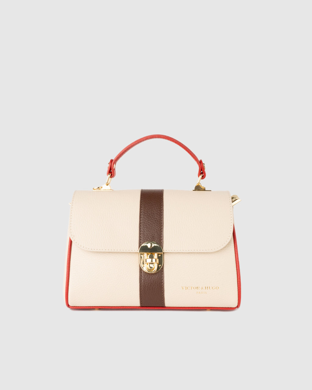 Bolso de hombro Giverny - Marrón + Beige + Rojo