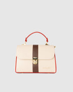 Bolso de hombro Giverny - Marrón + Beige + Rojo