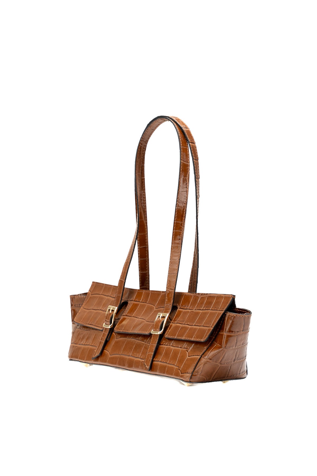 Bolso De Hombro Briana Croco - Camel