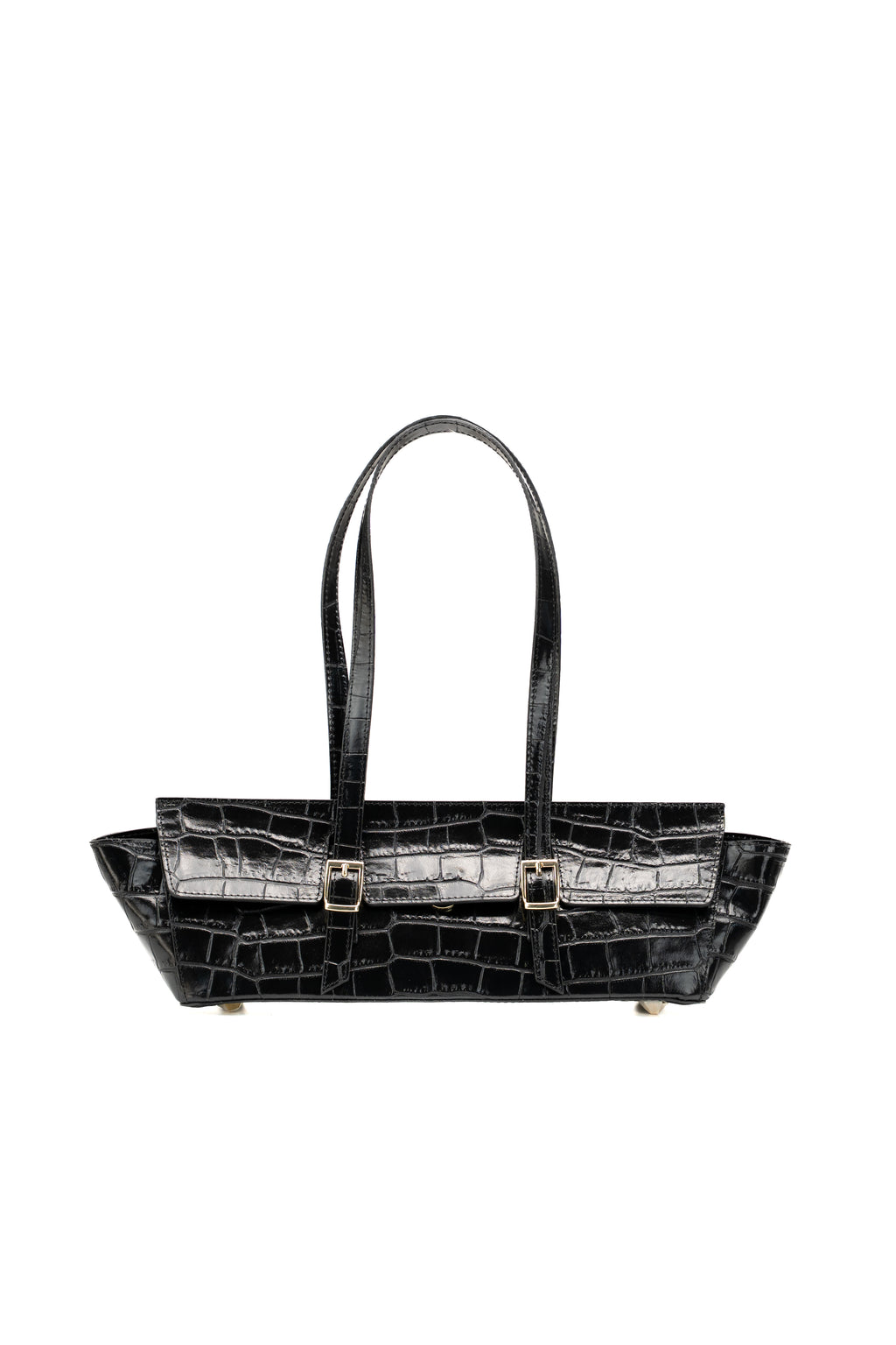 Bolso de hombro Briana de cocodrilo - Negro