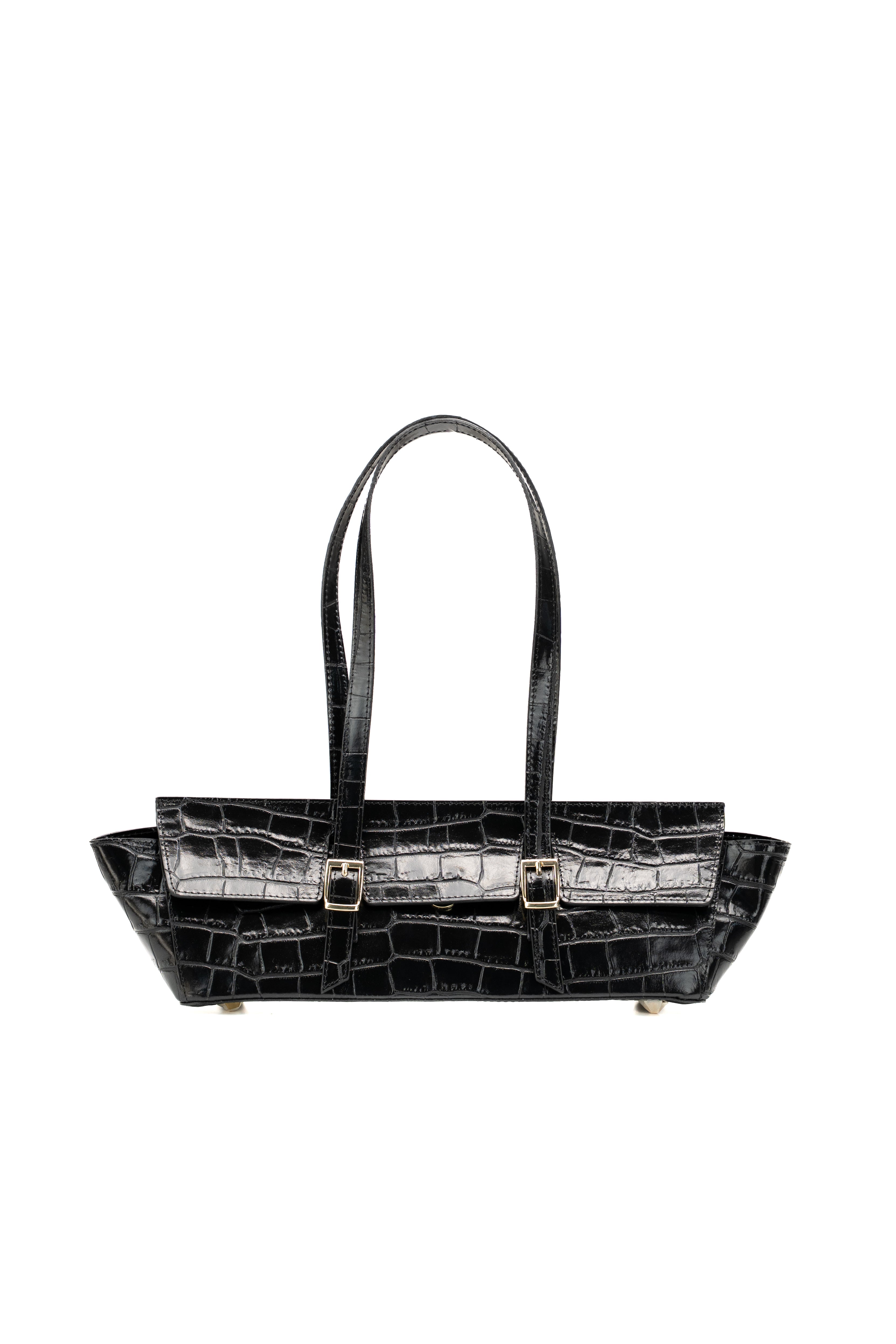 Bolso de hombro Briana de cocodrilo - Negro