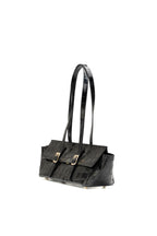 Bolso de hombro Briana de cocodrilo - Negro