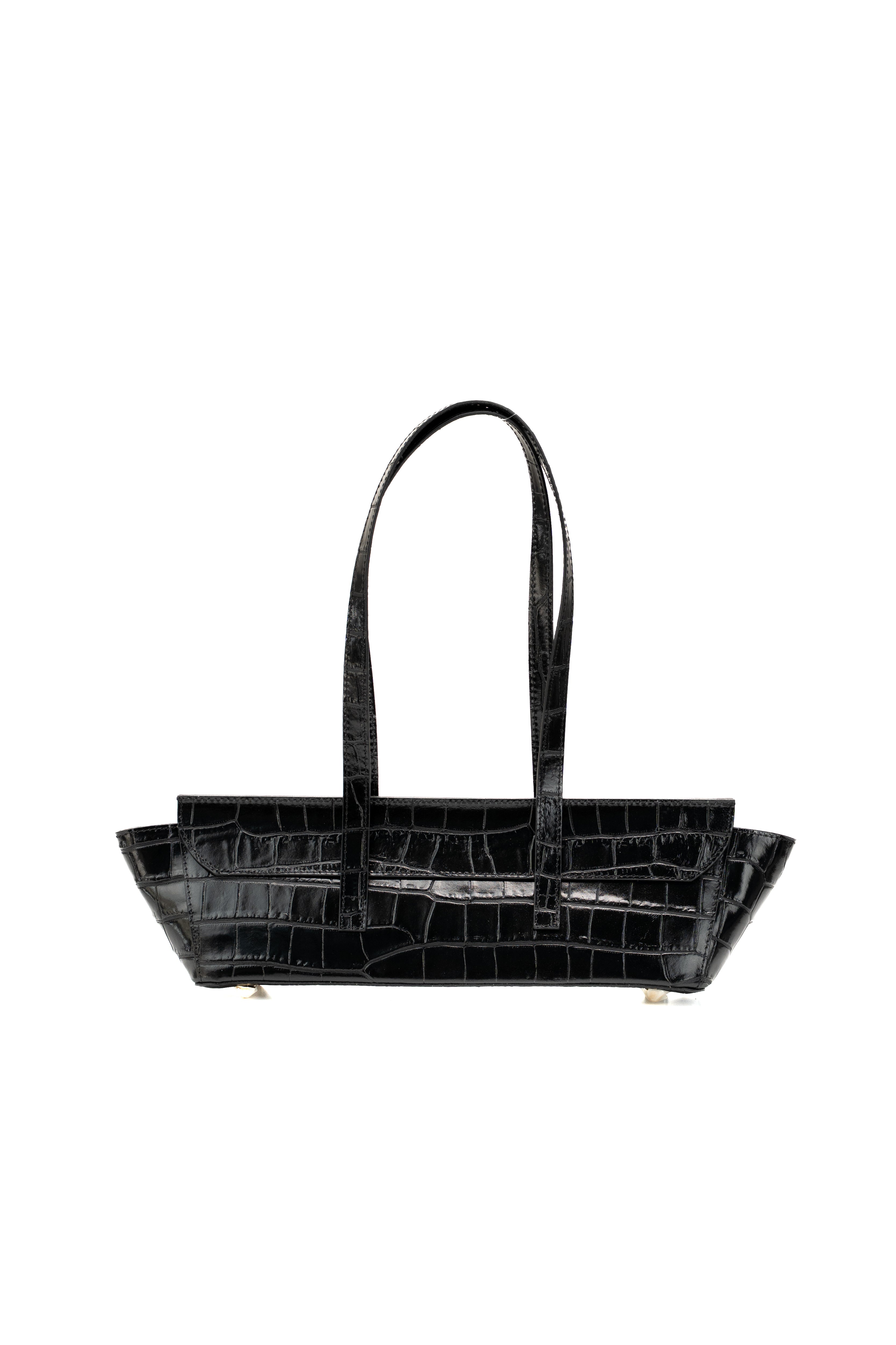 Bolso de hombro Briana de cocodrilo - Negro