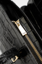 Bolso de hombro Briana de cocodrilo - Negro