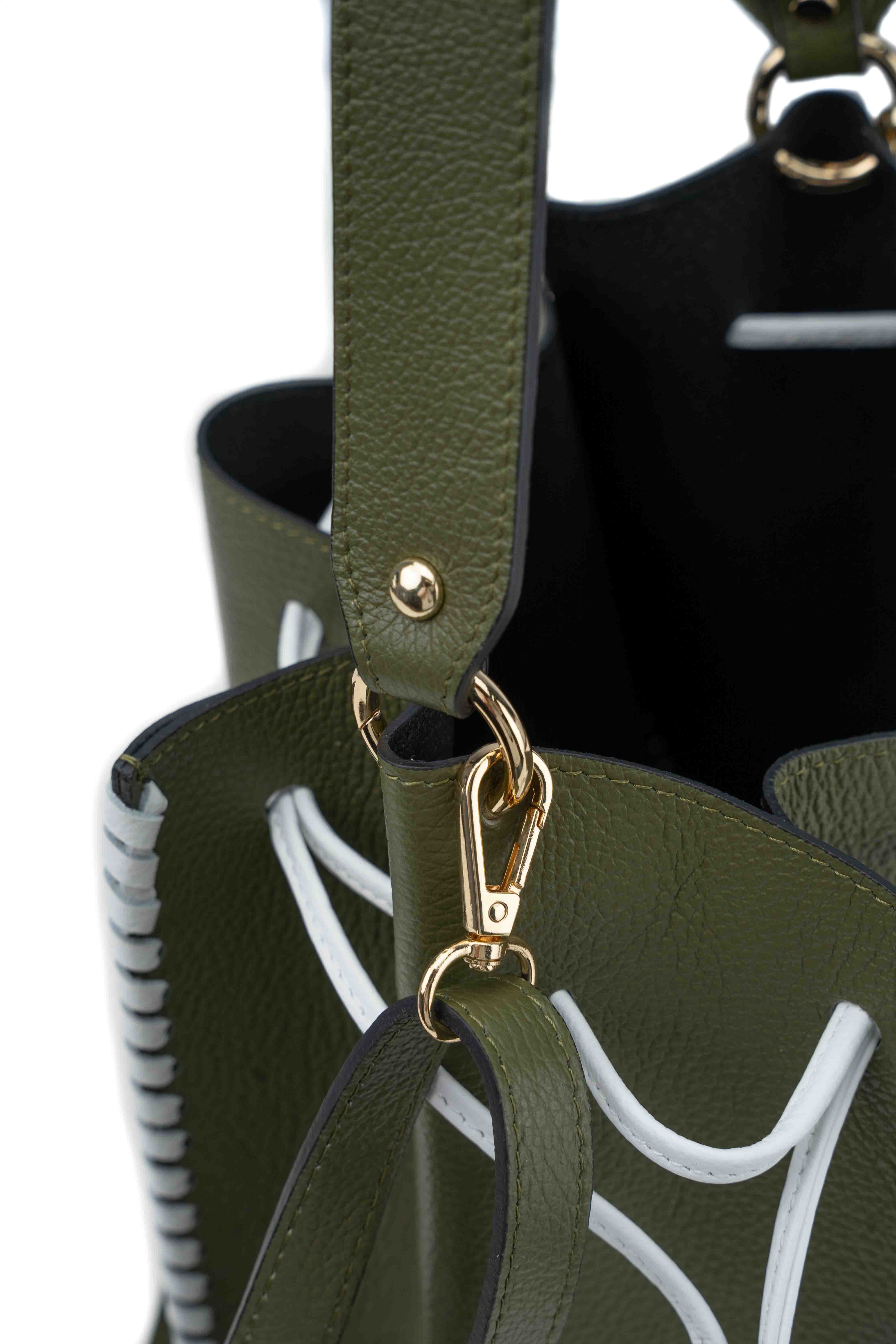 Sac A Bandouliere Claudia - Vert Olive/Blanc