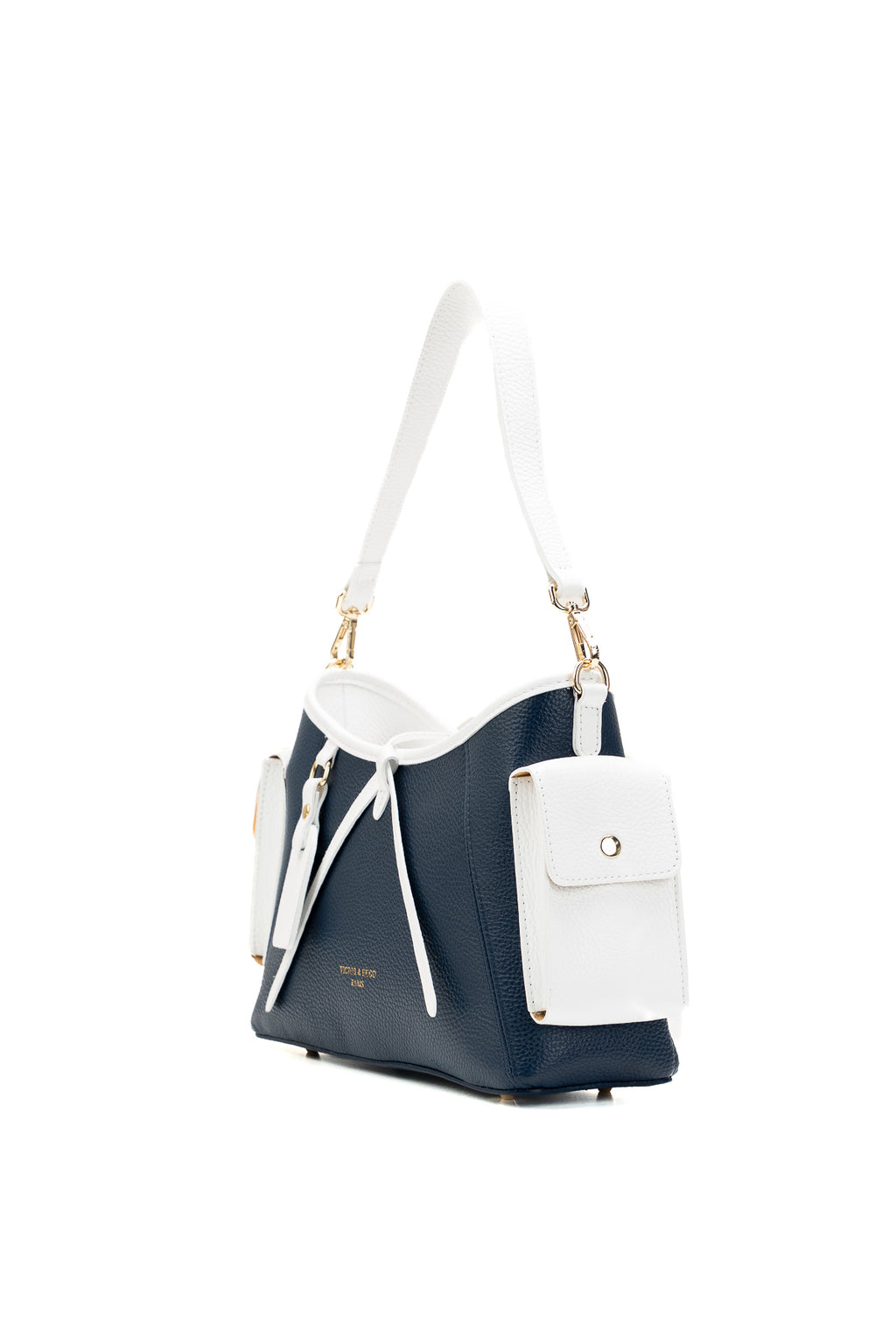 Kate Shoulder Bag - Navy Blue/White