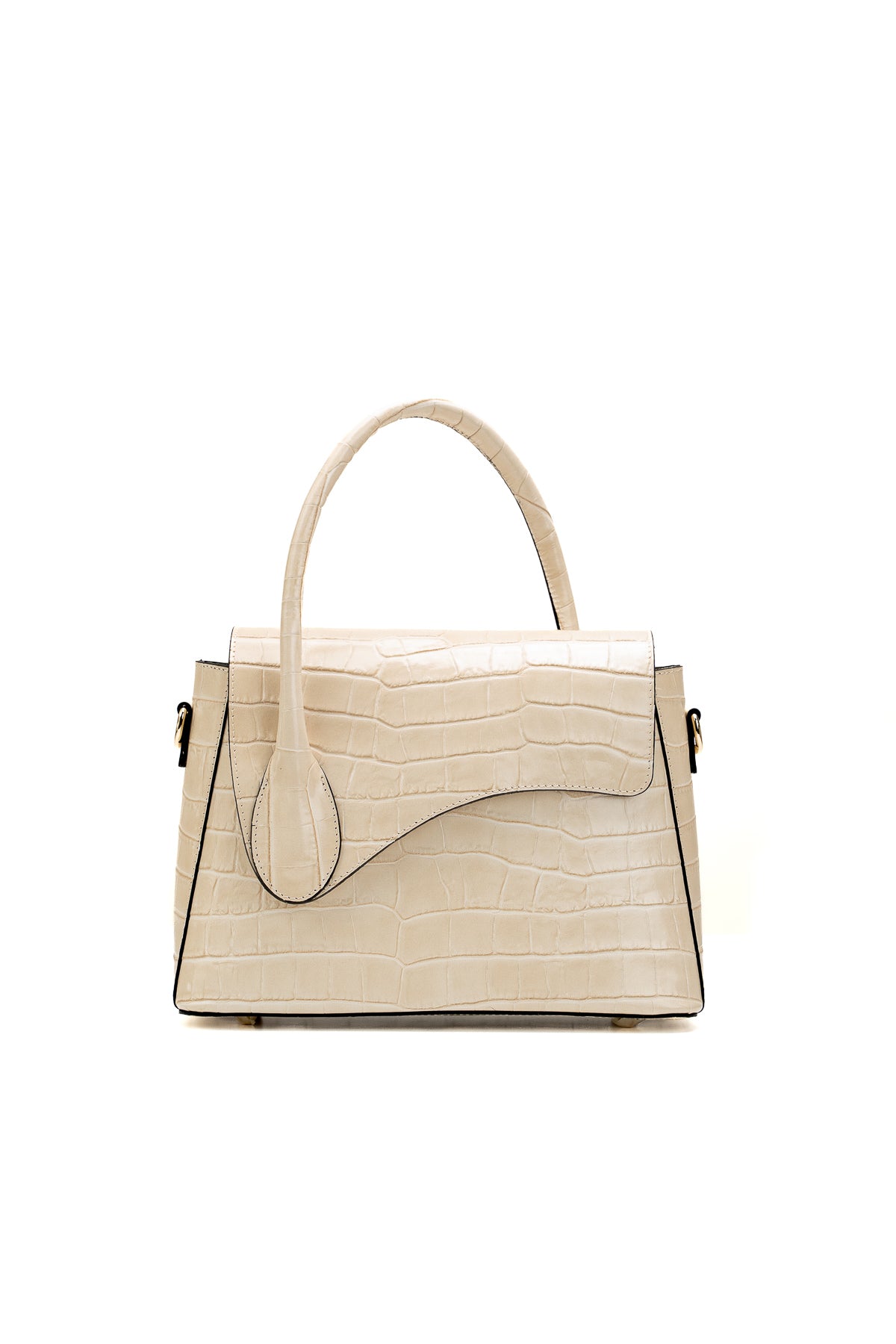 Sonia Croco Shoulder Bag - Beige