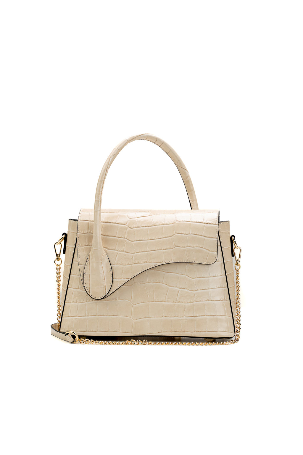 Sonia Croco Shoulder Bag - Beige