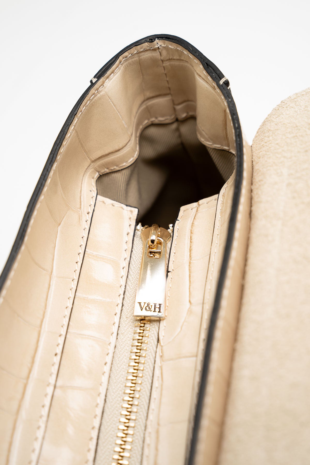 Sonia Croco Shoulder Bag - Beige