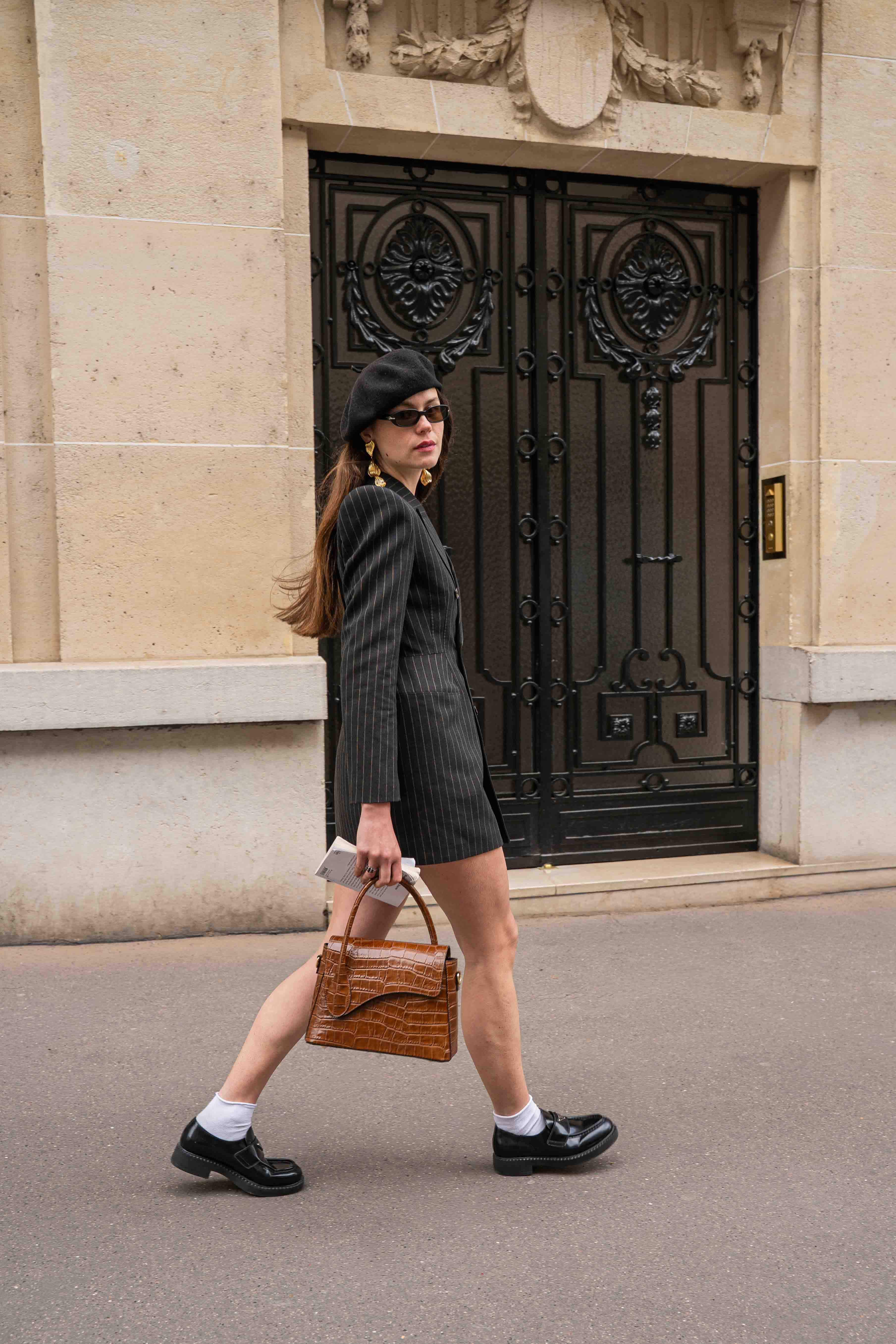 Bolso De Hombro Sonia Croco - Camel