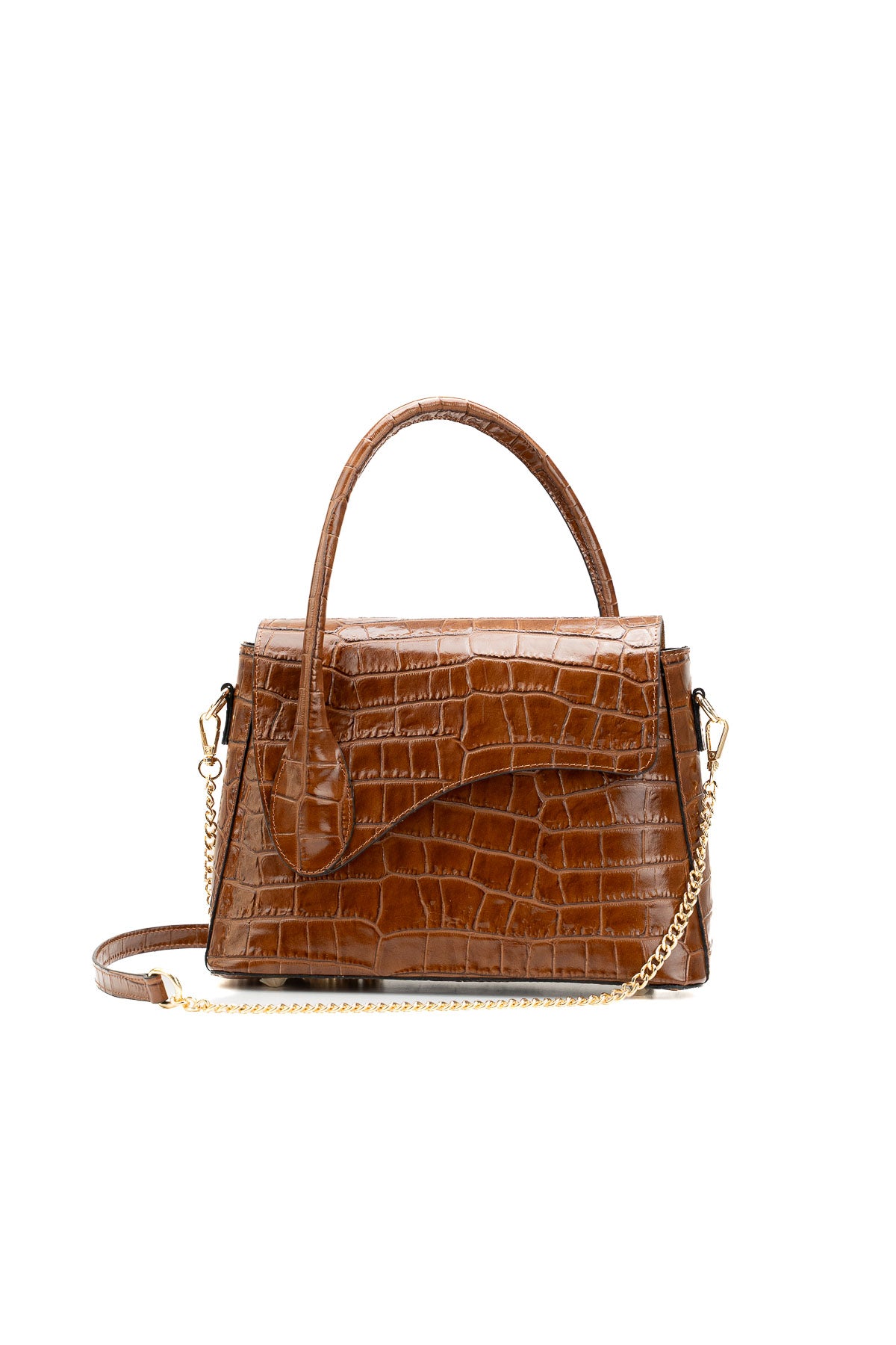 Bolso De Hombro Sonia Croco - Camel