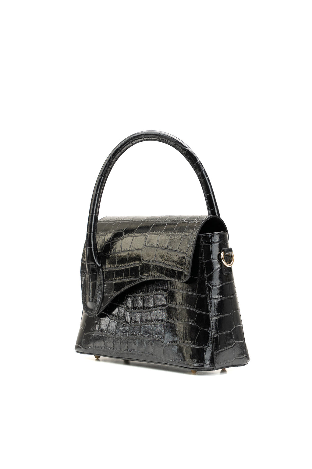 Bolso de hombro Sonia de cocodrilo - Negro