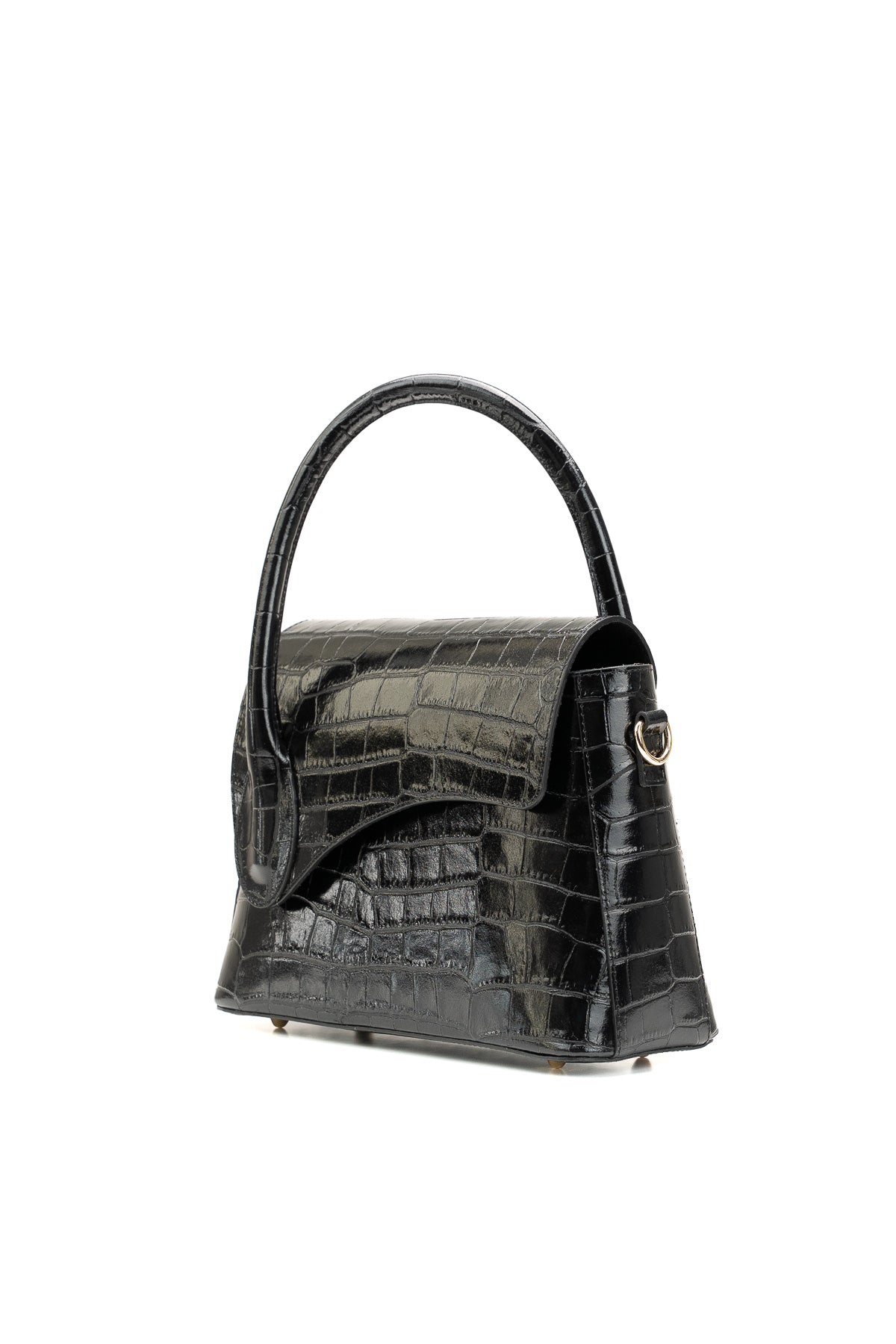 Bolso de hombro Sonia de cocodrilo - Negro