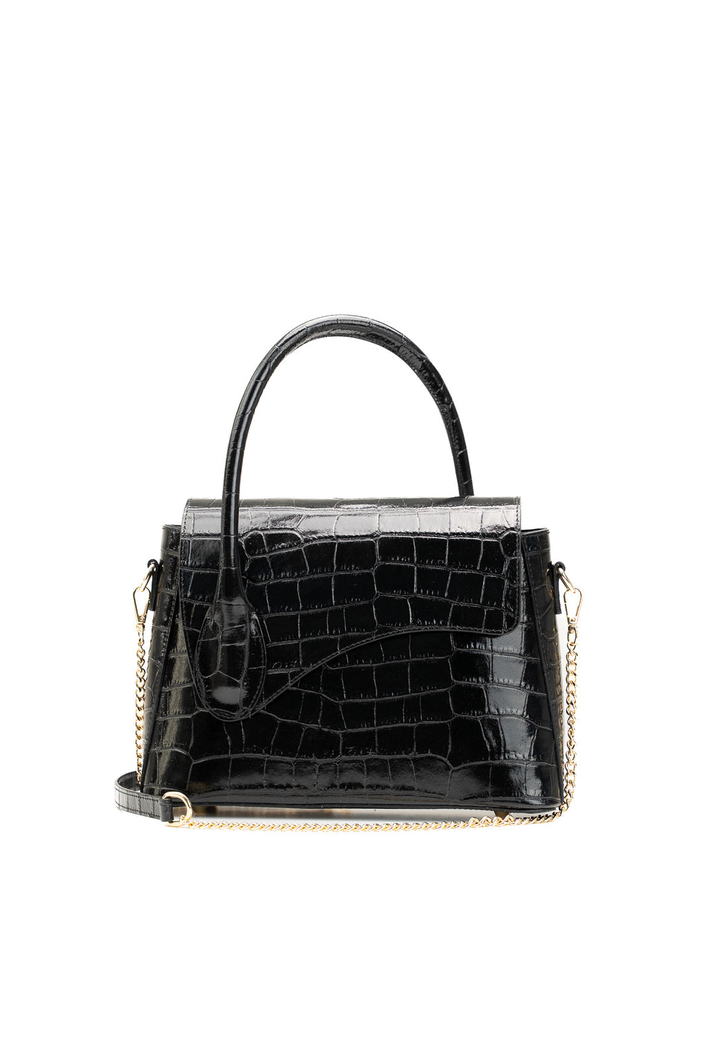 Bolso de hombro Sonia de cocodrilo - Negro