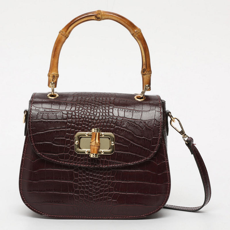 Elia Croco Handbag - Eggplant - Women