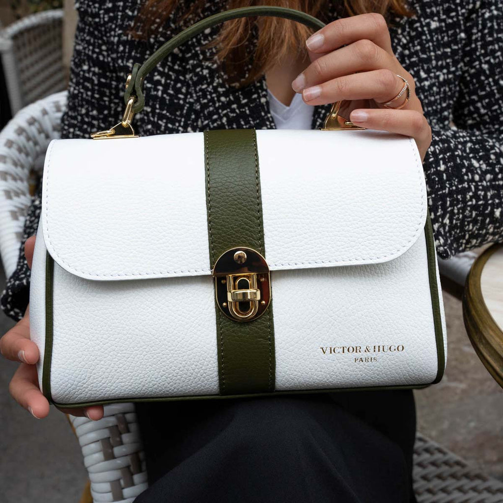 Giverny Crossbody Bag - White/Bottle Green