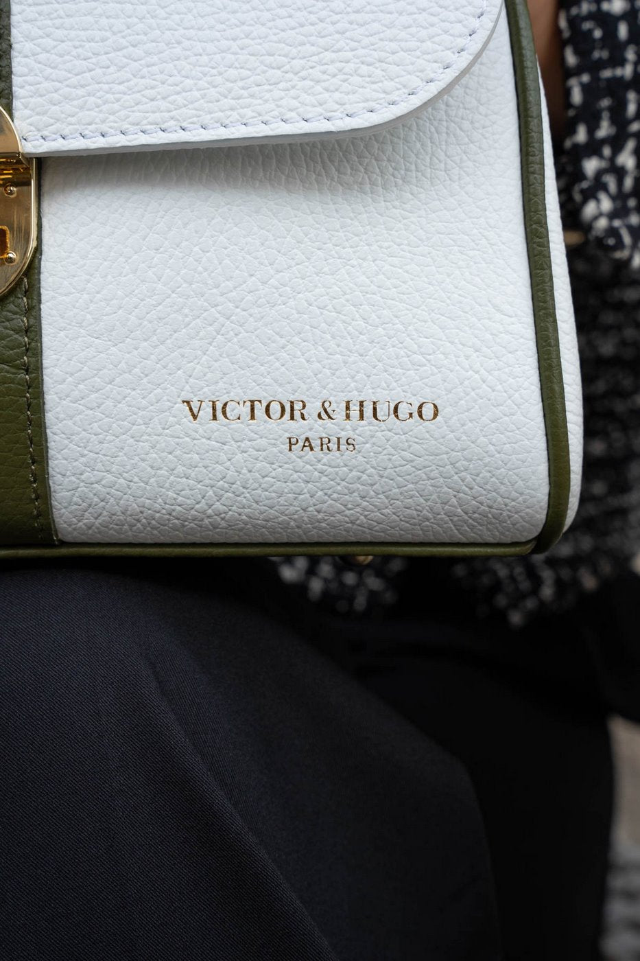 Giverny Crossbody Bag - White/Bottle Green