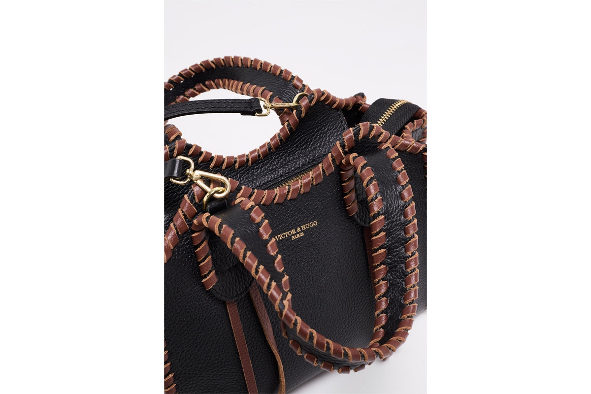 Bolso De Hombro Kamelia - Negro Y Marrón