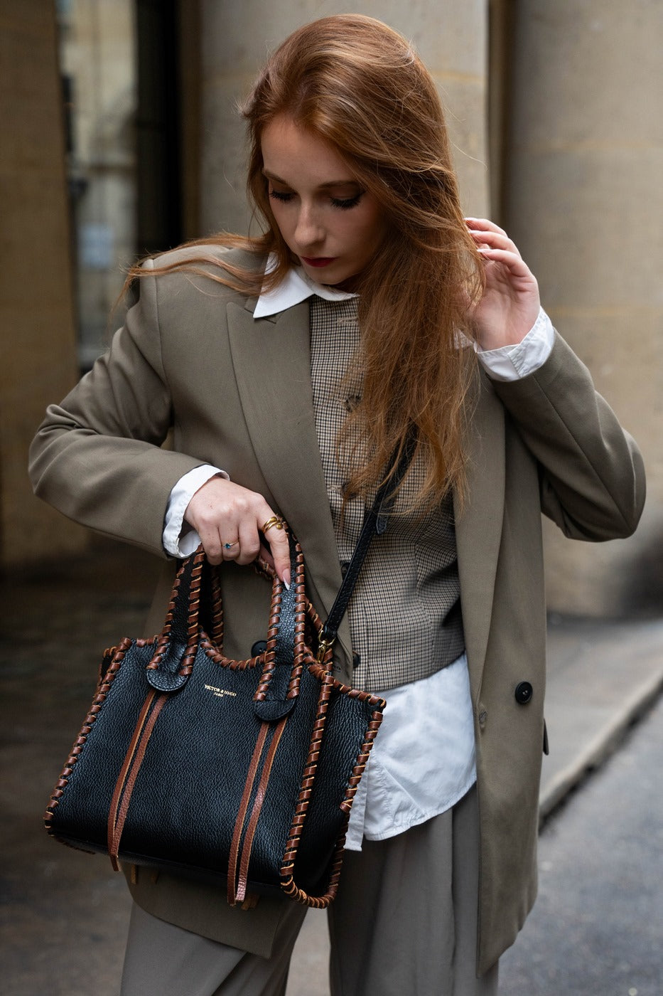 Bolso De Hombro Kamelia - Negro Y Marrón