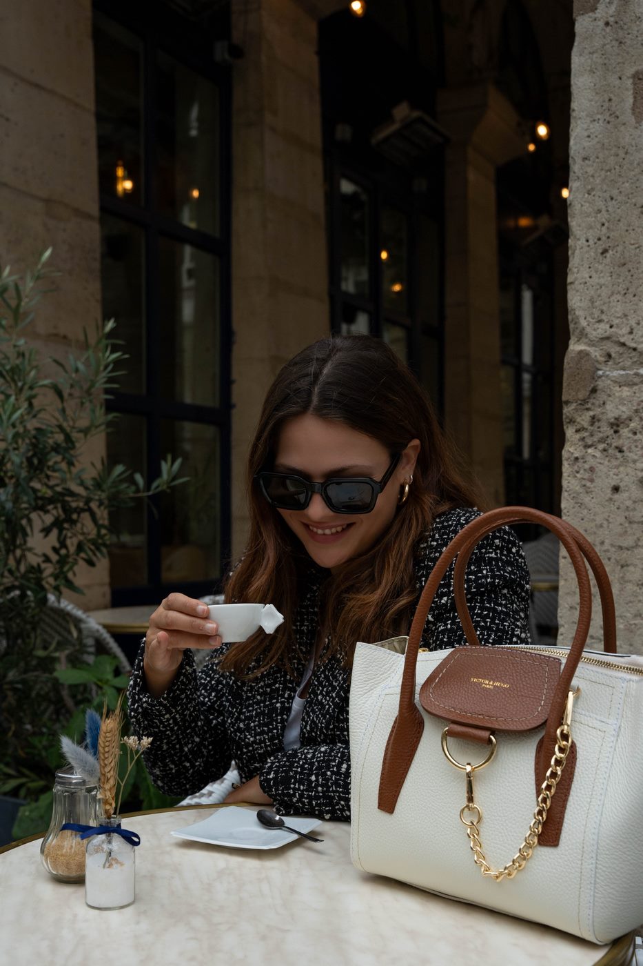 Bolso Soli - Blanco Roto Y Camel