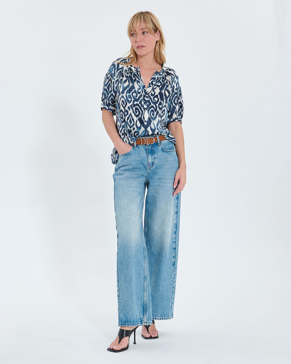 Flowy shirt with Summer wave print_1