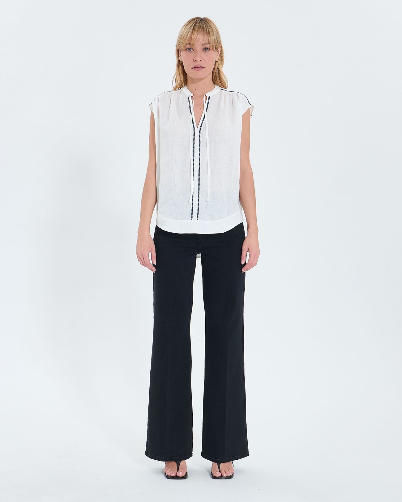 Flowing top in ecru linen_4