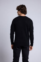 Pull Col Rond Cœur Victor - Noir Et Rouge - Homme