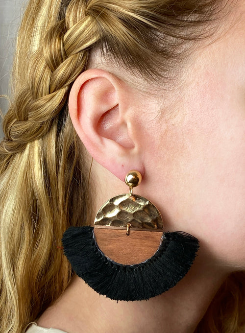 Boucles D'Oreilles Victory Noir