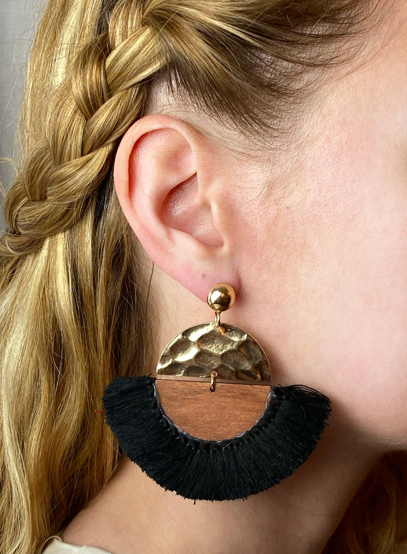 Boucles D'Oreilles Victory Noir
