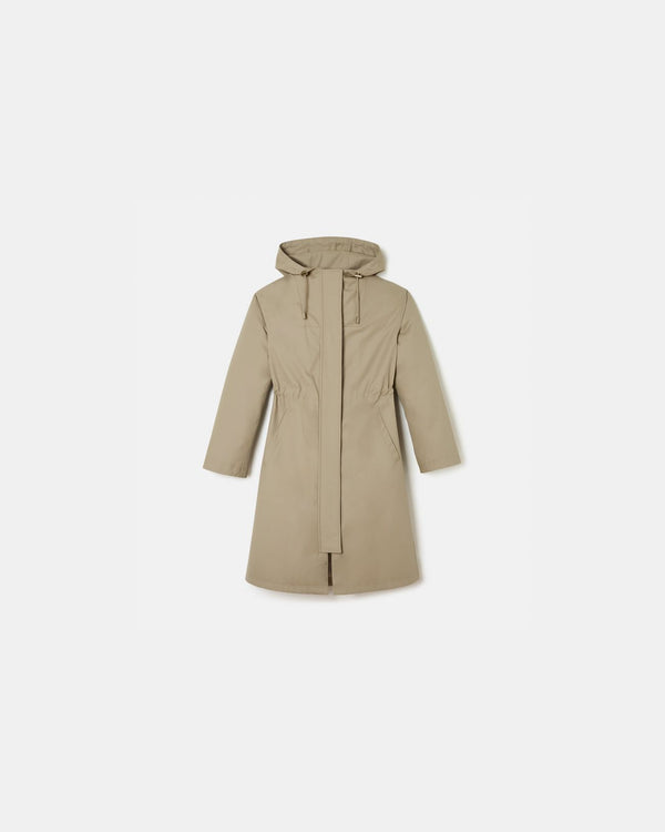 Trench long en coton beige_1